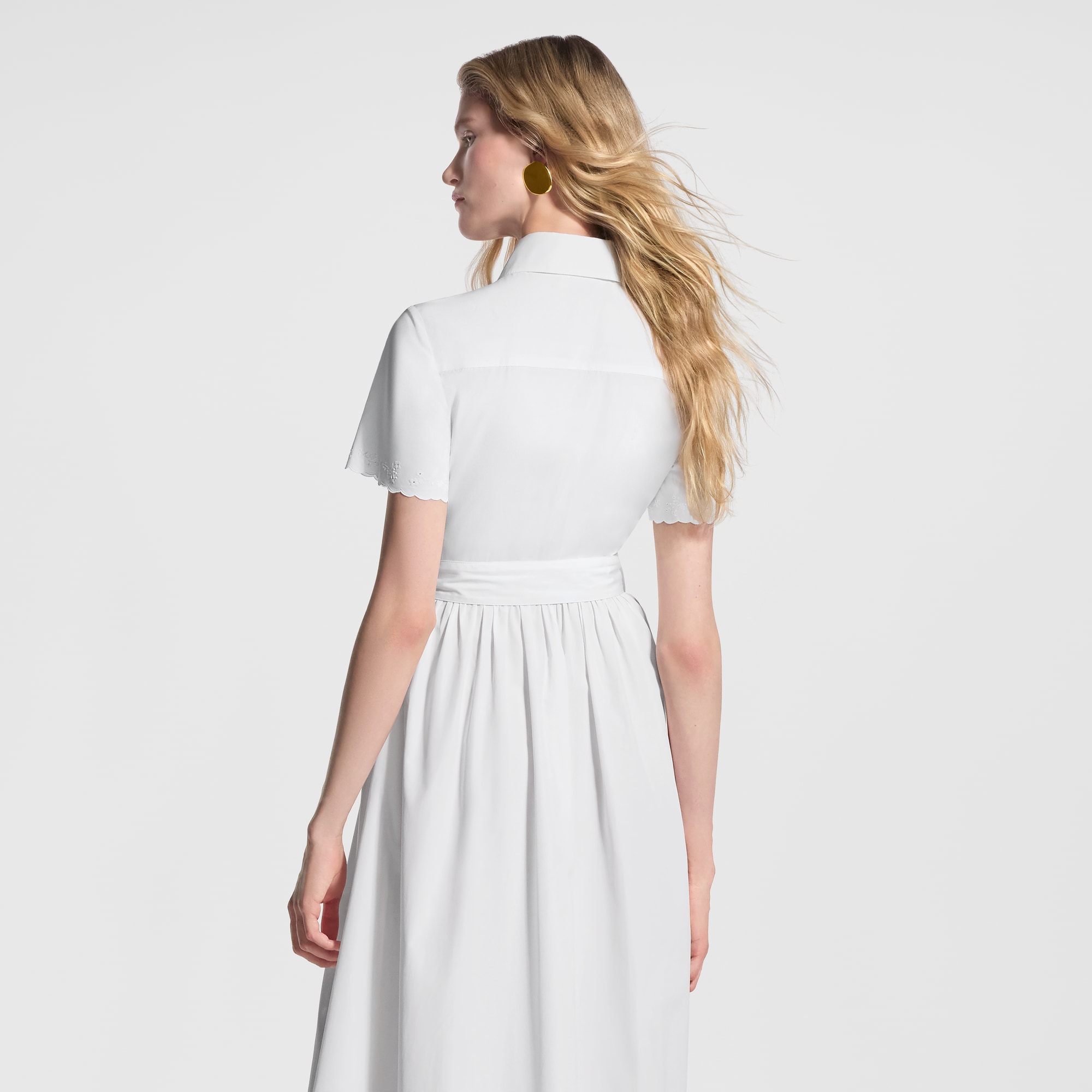 Broderie Trim Belted Shirt Dress - Women - Ready-to-Wear | LOUIS